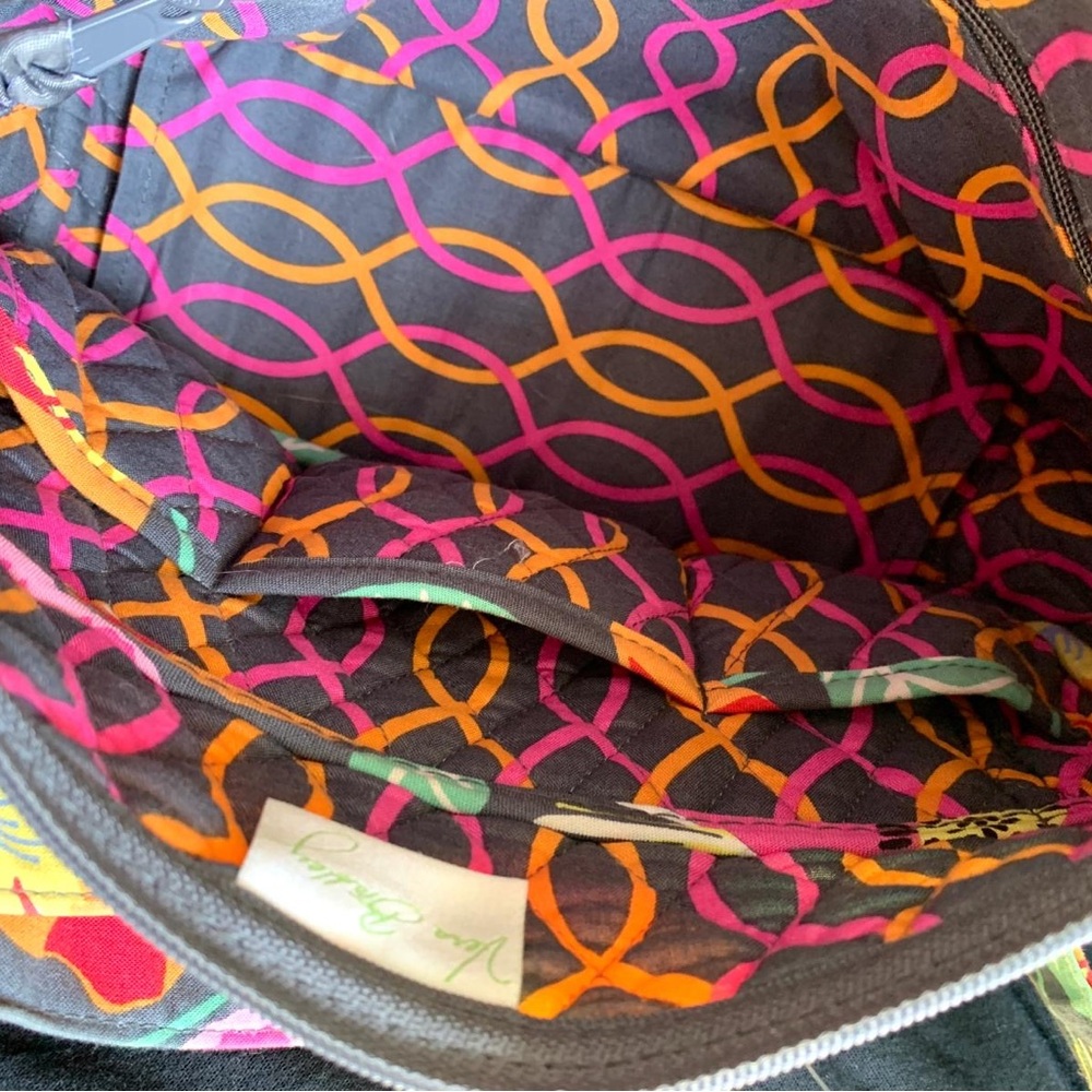 Vintage Vera Bradley Quilted Floral Shoulder Bag in Black, Pink & Yellow - Picture 7 of 11